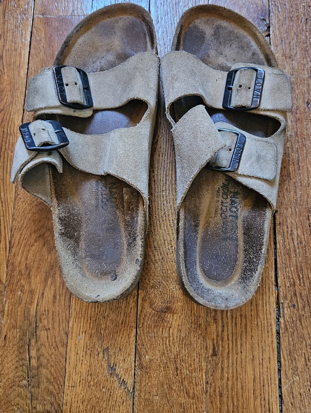 Naot Women's Beige Suede Slide Sandals, Size 8.5